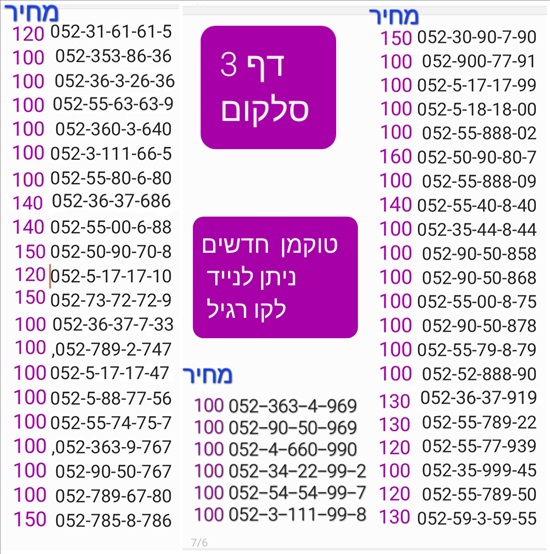 תמונה 7 ,מספרי זהב  למכירה בתל אביב סלולרי  מספרי זהב