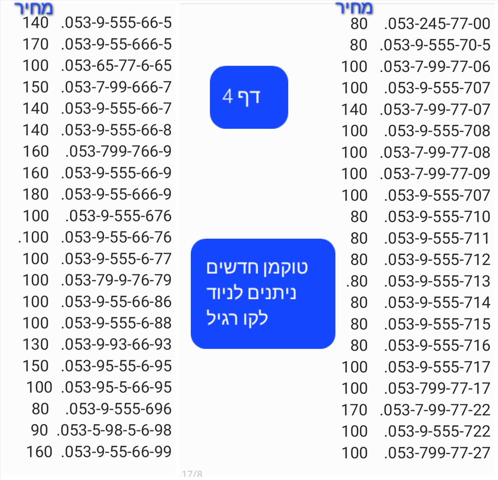 תמונה 2, מספרי זהב  למכירה בתל אביב | סלולרי  מספרי זהב