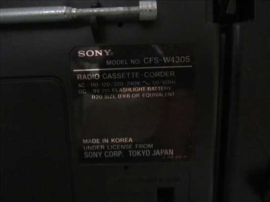 תמונה 6 ,נגן 2 קלטות SONY CFS W 430 S למכירה בקריית מוצקין סטריאו ונגנים  טייפ
