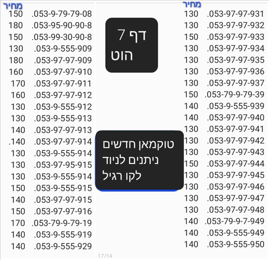 תמונה 11 ,מספרי זהב  למכירה בתל אביב סלולרי  מספרי זהב