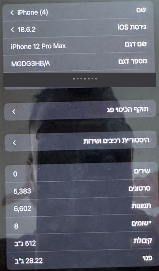 תמונה 4 ,אייפון 12 פרו מקס 512GB למכירה ברחובות סלולרי  סמארטפונים