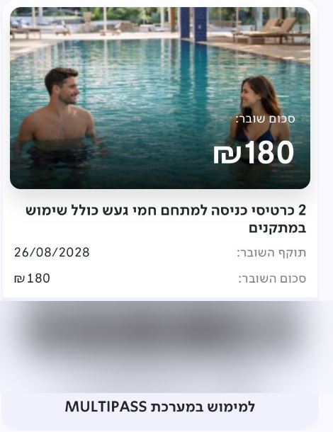 תמונה 1 ,חמי געש 2 כניסות כולל מתקנים ( למכירה בגבעת שמואל קופונים/שוברי זיכוי/שונות  תלושים ותווי שי