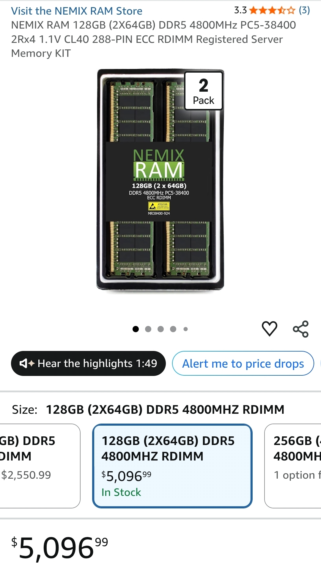 תמונה 2, NEMIX RAM 128GB (2X64GB) DDR5 למכירה בתל אביב | מחשבים וציוד נלווה שרתים